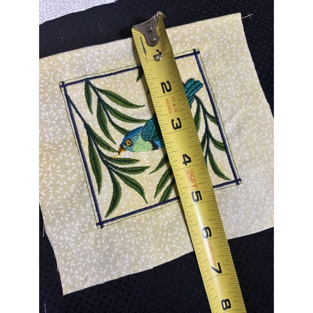 Set of 12 Vtg Quilt Blocks~ Machine Embroidered~Birds and Flowers~4-6